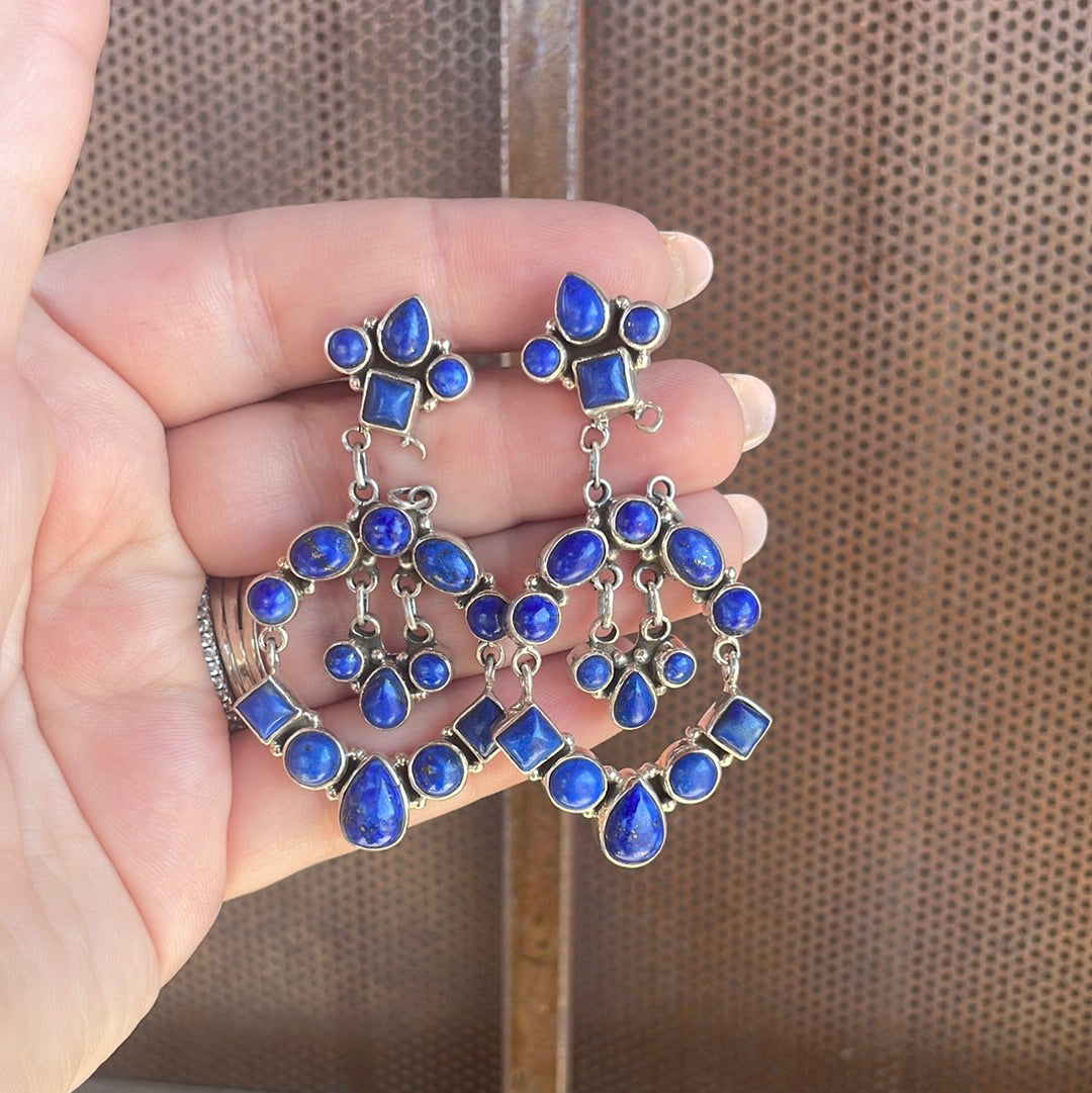 Beautiful Handmade Lapis Dangle Earrings By Dan Dobson