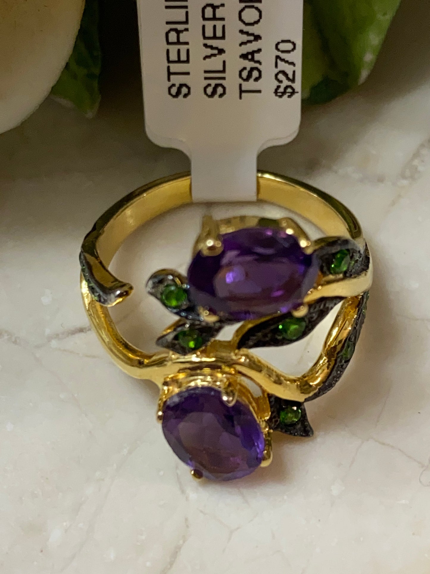 Amethyst Tsavorite Ring 6.5