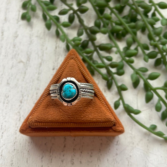 “The Bordered” Navajo Turquoise Sterling Silver Ring