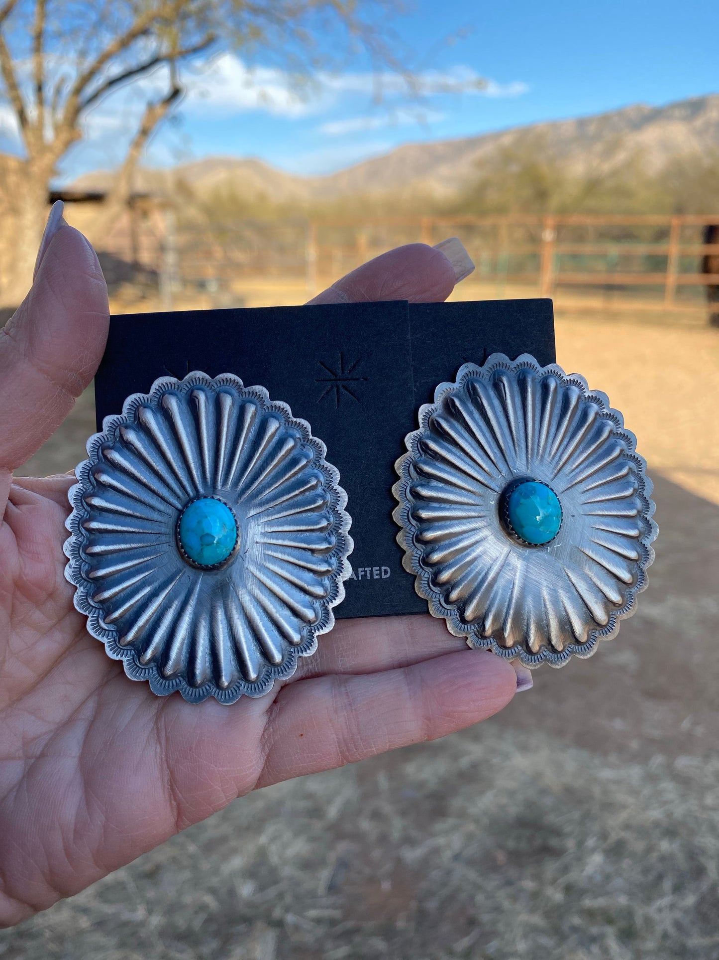 Dale Morgan Navajo Kingman Turquoise & Sterling Concho studs