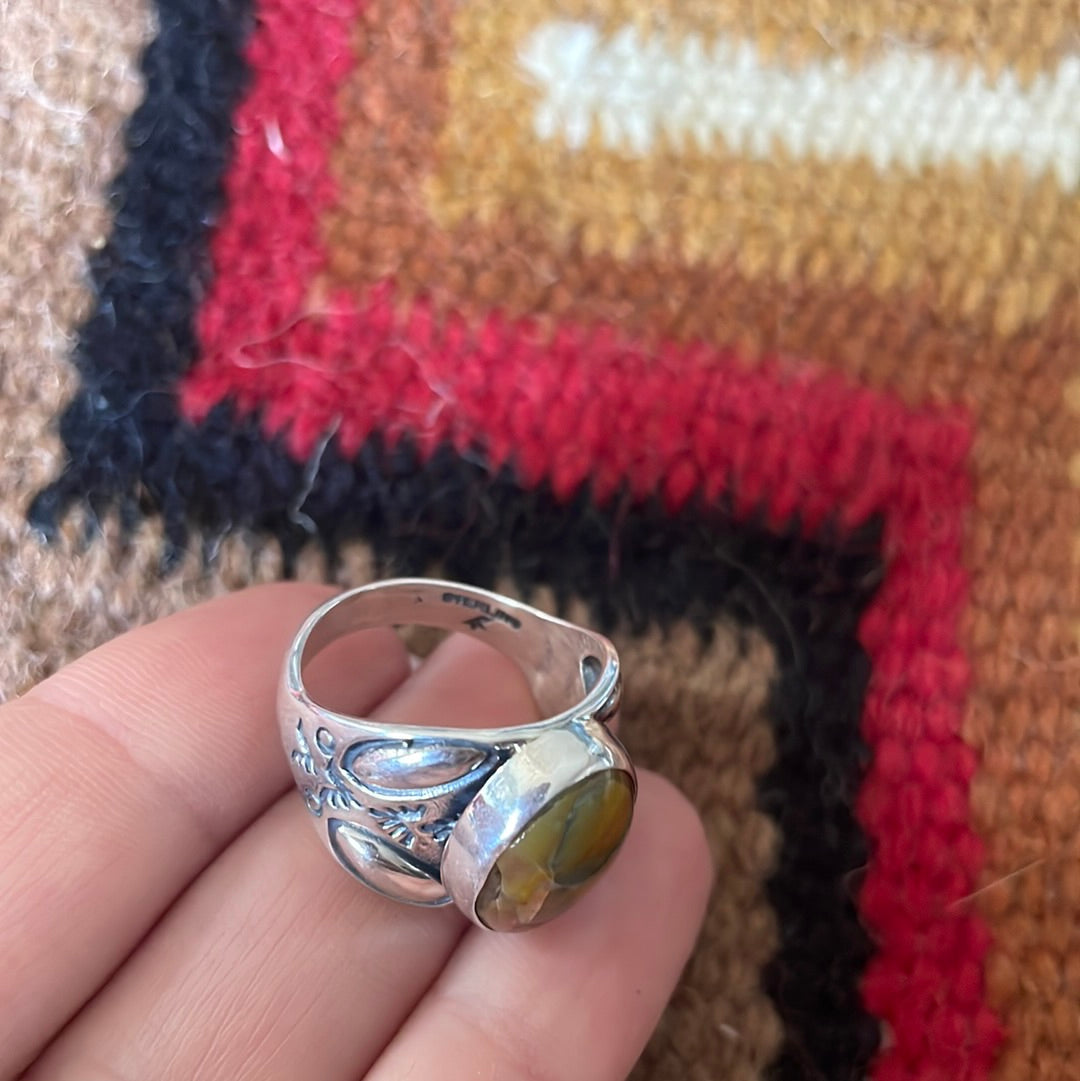 Beautiful Navajo Sterling Silver Tigers Eye Ring