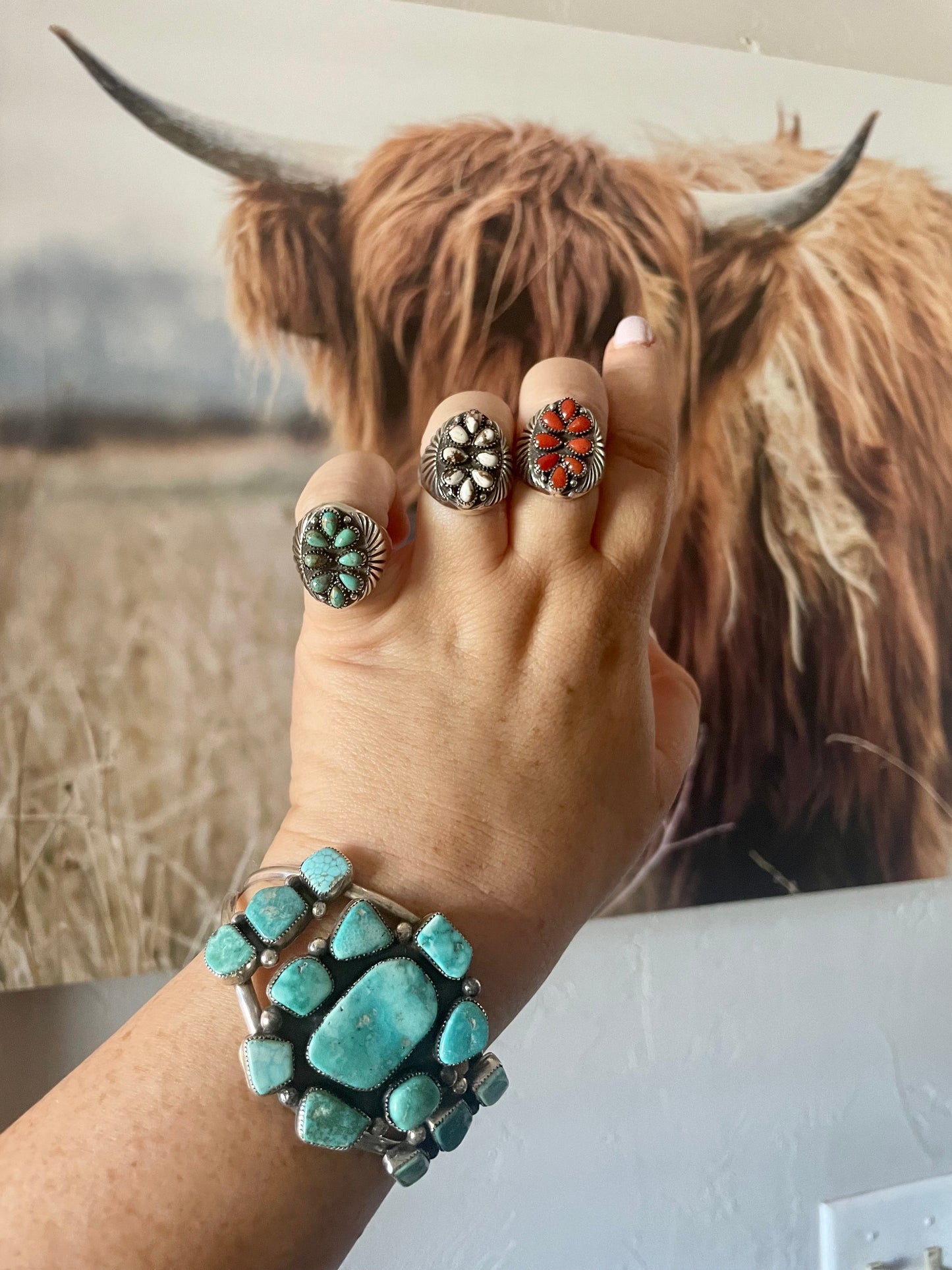 “The Marie” Handmade Sterling Silver & Coral Adjustable Ring